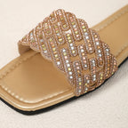 Damen glamouröse Badesandalen mit funkelnder Zierapplikation und komfortablem Fußbett R&B