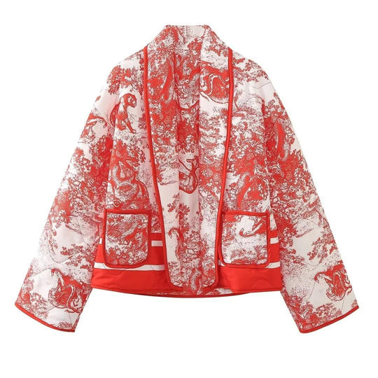 Damen Steppjacke mit modischem Muster und praktischen Taschen R&B