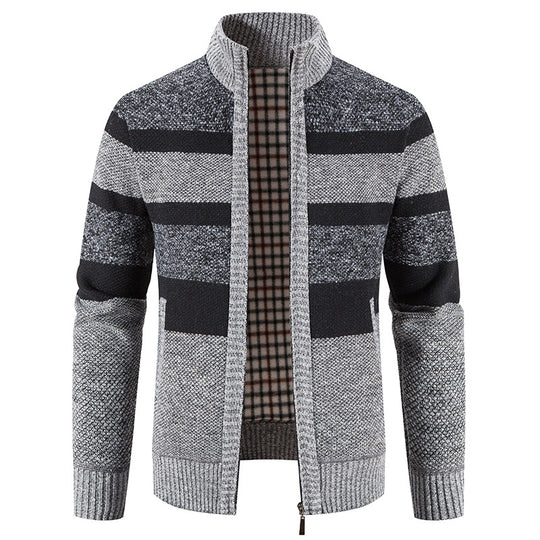 Herren modische Strickjacke mit einem modernen und vielseitigen Karomuster R&B