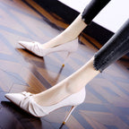 Damen elegante spitze Pumps mit raffiniertem Knoten-Design R&B