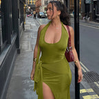 Damen Maxikleid mit raffiniertem Wickeldesign R&B