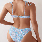 Damen Triangel-Bikini mit verspieltem Blumenmuster und verstellbaren Trägern R&B