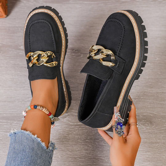 Damen Mokassins mit eleganter Kettenverzierung und rutschfester Sohle R&B