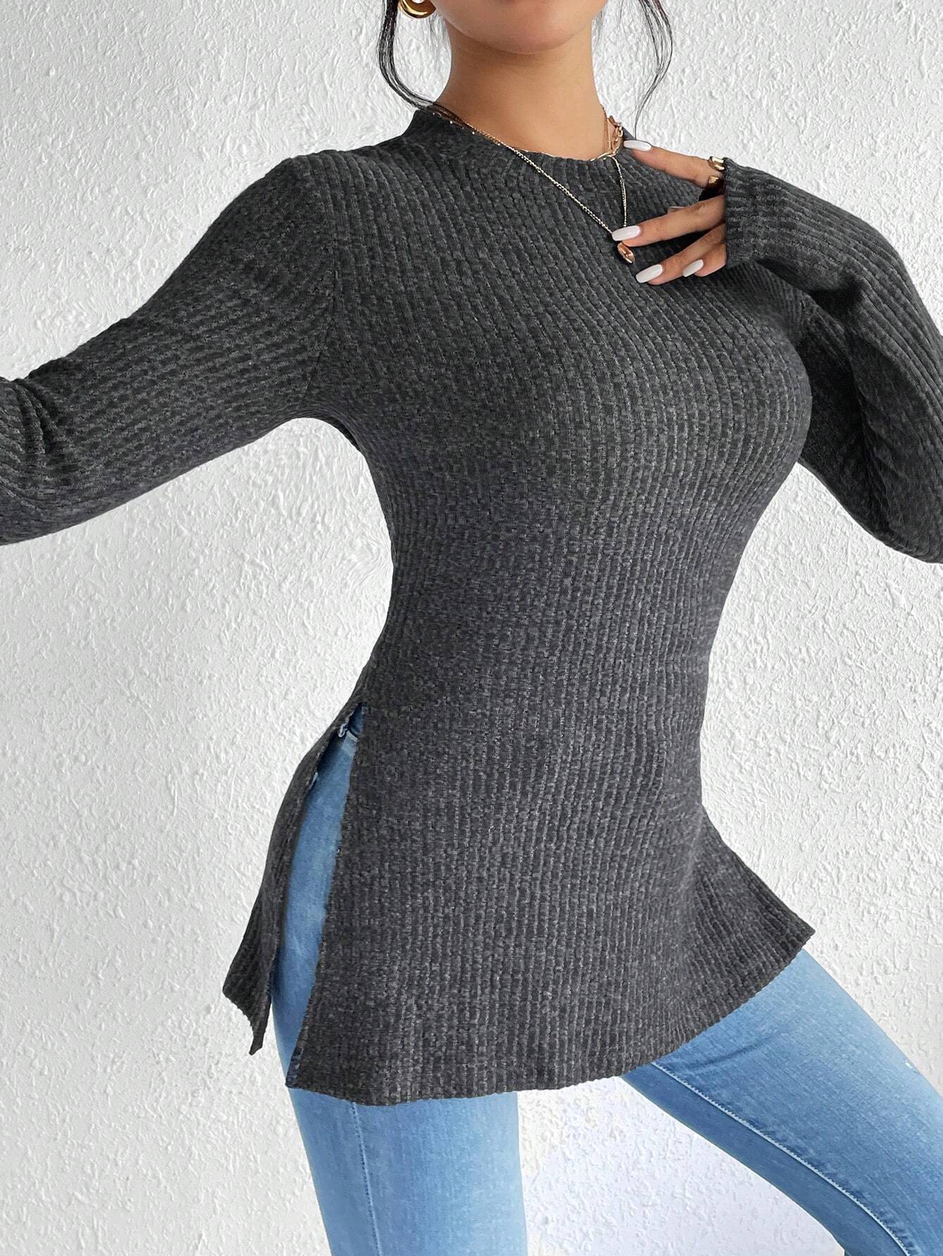 Damen Langärmliges Rippstrickoberteil R&B