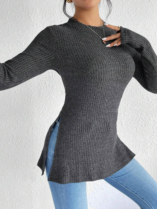 Damen Langärmliges Rippstrickoberteil R&B