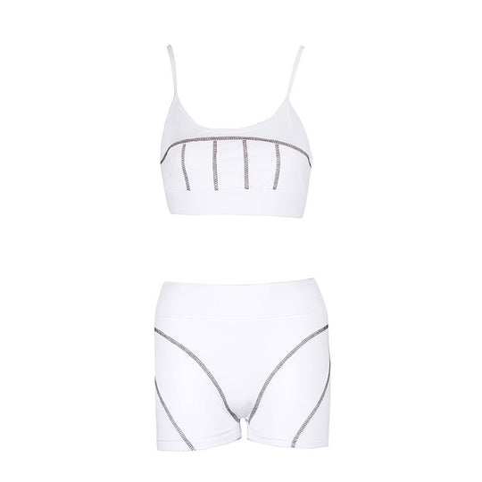 Damen Sportliches Set mit Crop-Top und Shorts R&B
