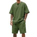 Herren Freizeit-Set mit bequemem T-Shirt und Shorts aus atmungsaktiver Baumwolle R&B