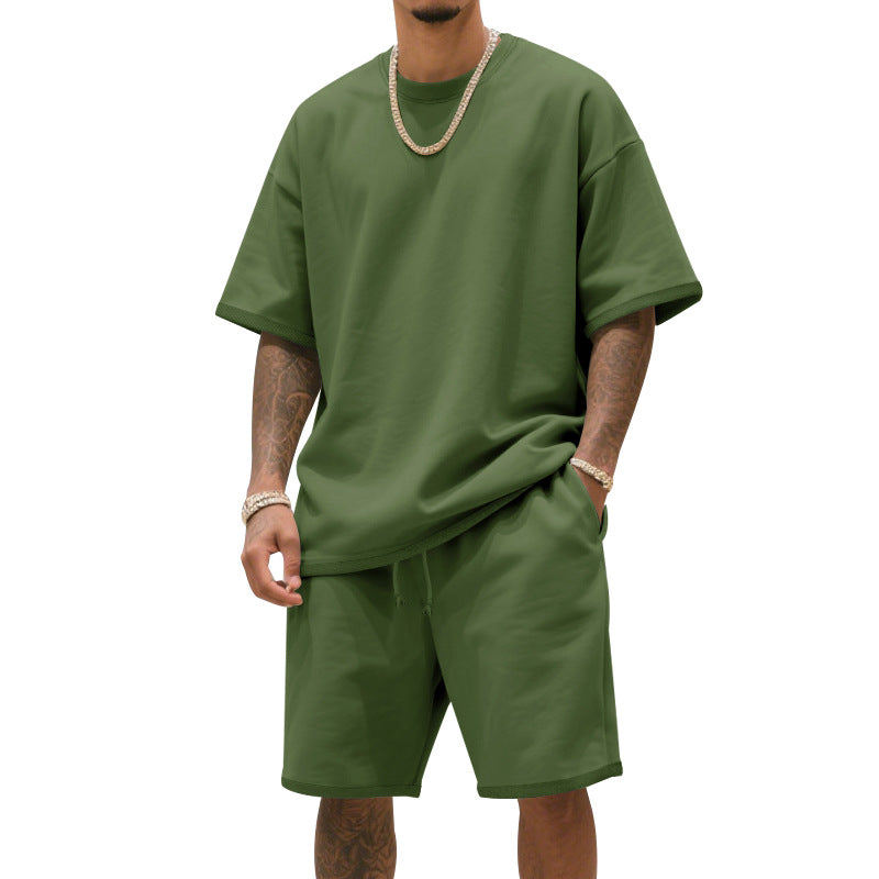 Herren Freizeit-Set mit bequemem T-Shirt und Shorts aus atmungsaktiver Baumwolle R&B