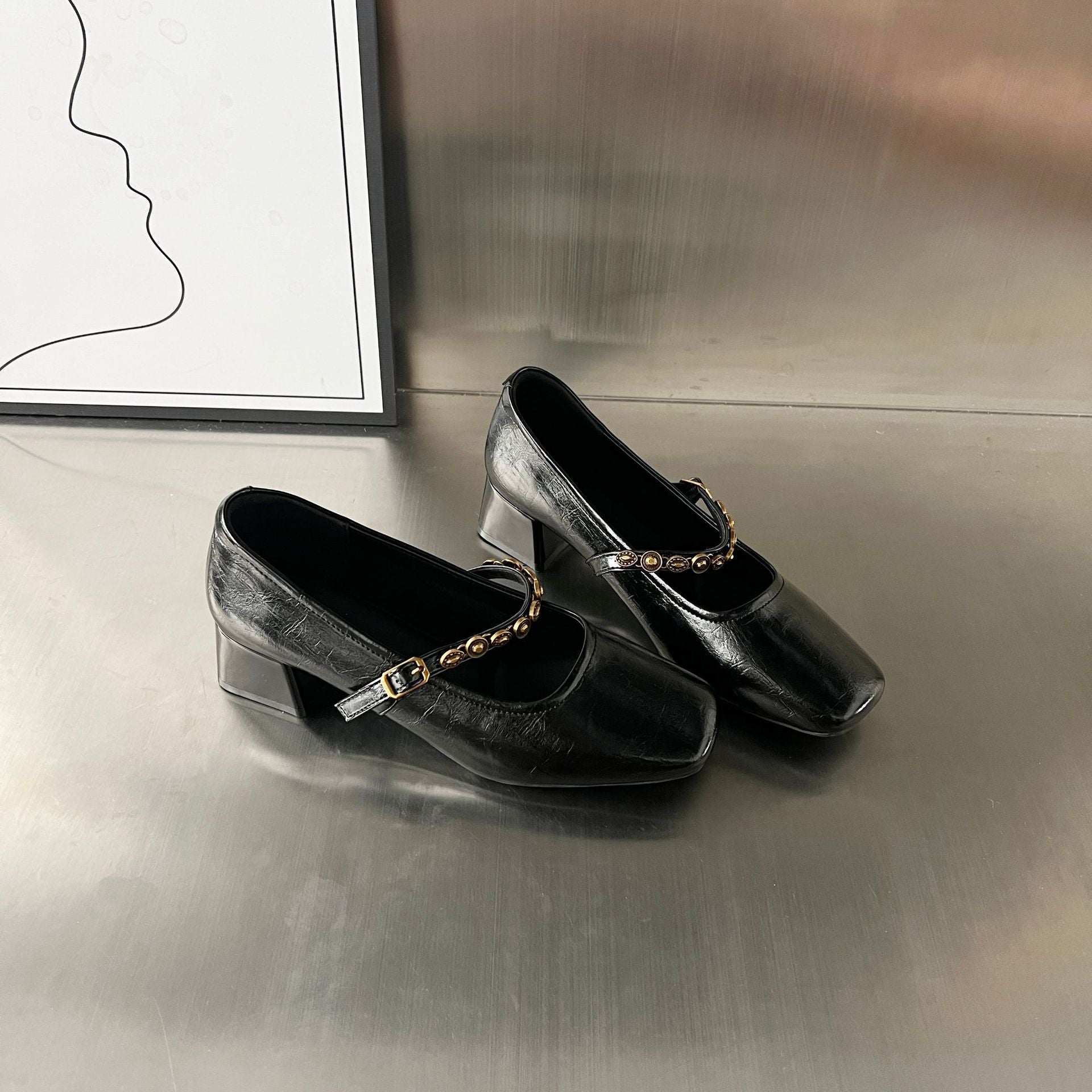 Damen Elegante Plateauschuhe mit dekorativen Schnallen und stabiler Blockabsatz R&B