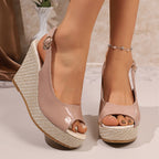 Damen Wedge-Pantoletten mit elegantem Schnallen-Detail R&B