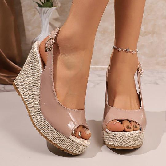 Damen Wedge-Pantoletten mit elegantem Schnallen-Detail R&B