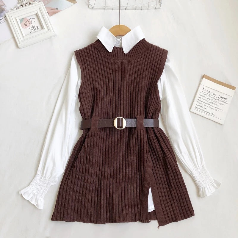 Damen Strickkleid mit Gürtel R&B