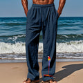 Herren lässige Strandhose mit elastischem Bund und buntem Stickdesign R&B
