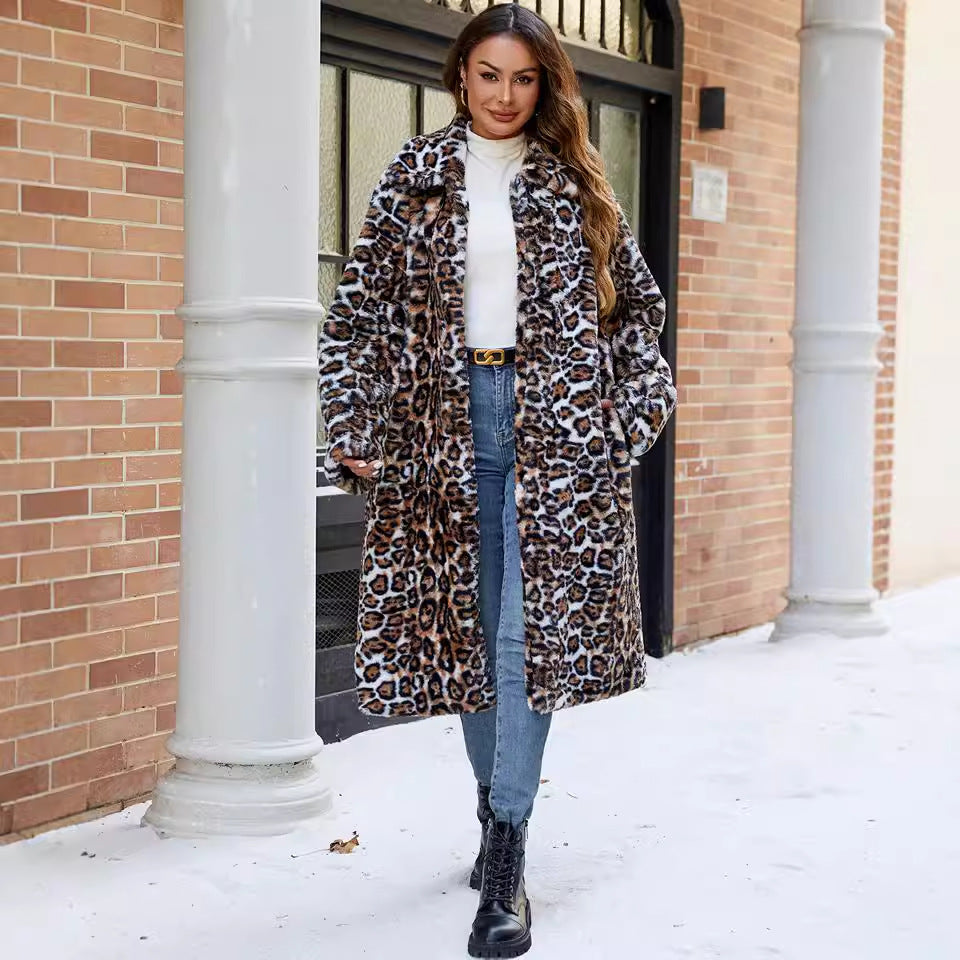 Damen Elegante und stilvolle Kunstpelzmantel R&B