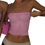 Damen Bandeau-Top mit funkelnden Pailletten und elastischem Schnitt R&B