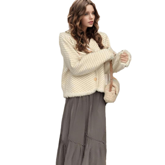 Damen Strickjacke mit dekorativen Knöpfen und weichem Textil R&B