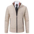 Herren elegante Strickjacke mit hohem Kragen und praktischem Reißverschluss R&B