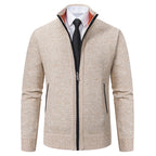 Herren elegante Strickjacke mit hohem Kragen und praktischem Reißverschluss R&B