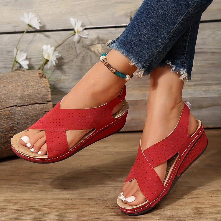 Damen Elegante Komfort Sandalen mit kreuzenden Riemen R&B