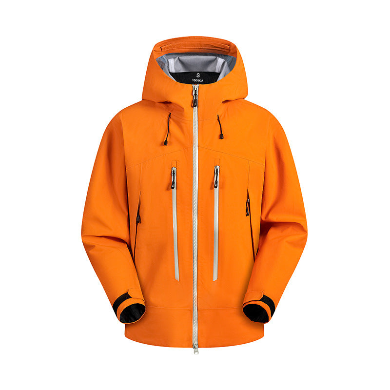 Herren wasserabweisende Funktionsjacke mit verstellbarem Kapuzensystem und mehrfachen Reißverschlusstaschen