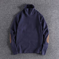 Herren Stehkragenpullover aus hochwertigem Fleece mit kontrastierenden Ellbogenpatches R&B