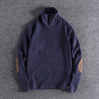 Herren Stehkragenpullover aus hochwertigem Fleece mit kontrastierenden Ellbogenpatches R&B