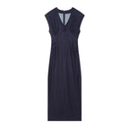 Damen Maxikleid mit elegantem V-Ausschnitt und feinem Drapé R&B