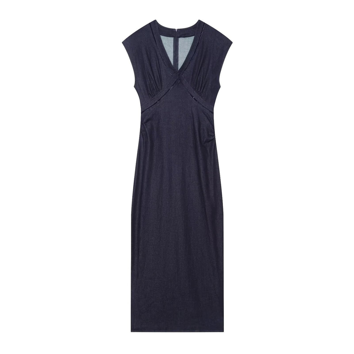 Damen Maxikleid mit elegantem V-Ausschnitt und feinem Drapé R&B