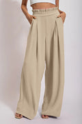 Damen Weite Culotte-Hose mit Falten und elastischem Bund