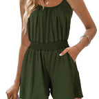 Damen lässiger Jumpsuit mit luftigen Trägern und elastischem Bund R&B