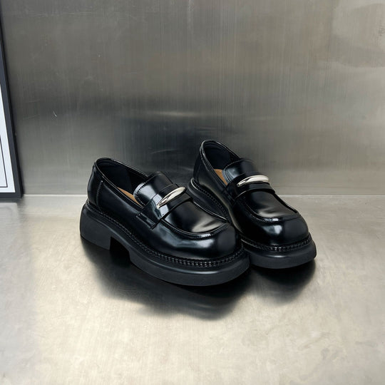 Damen Modische Loafers mit trendiger Schnallenverzierung und stabiler Plateausohle R&B