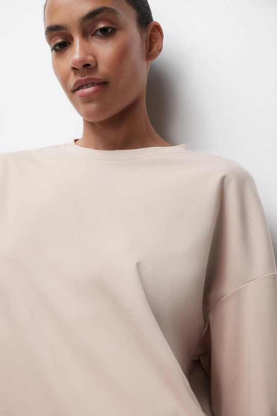 Damen lässiges Jersey-Oberteil mit weit geschnittenen Ärmeln und Rundhalsausschnitt R&B
