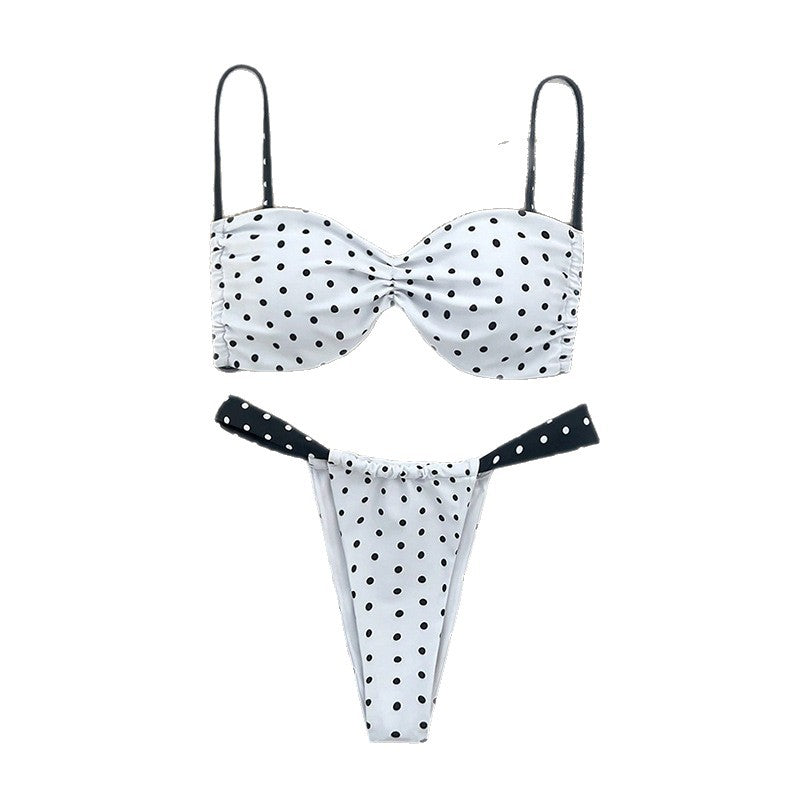 Damen Bandeau-Bikini mit auffälligem Punktenmuster R&B