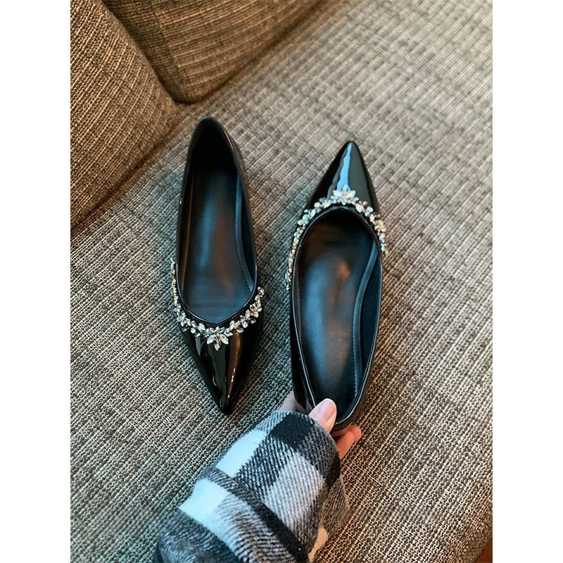 Damen elegante spitze Ballerinas mit funkelndem Strassbesatz R&B