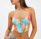 Damen Crop-BH mit floralem Design und V-Ausschnitt R&B