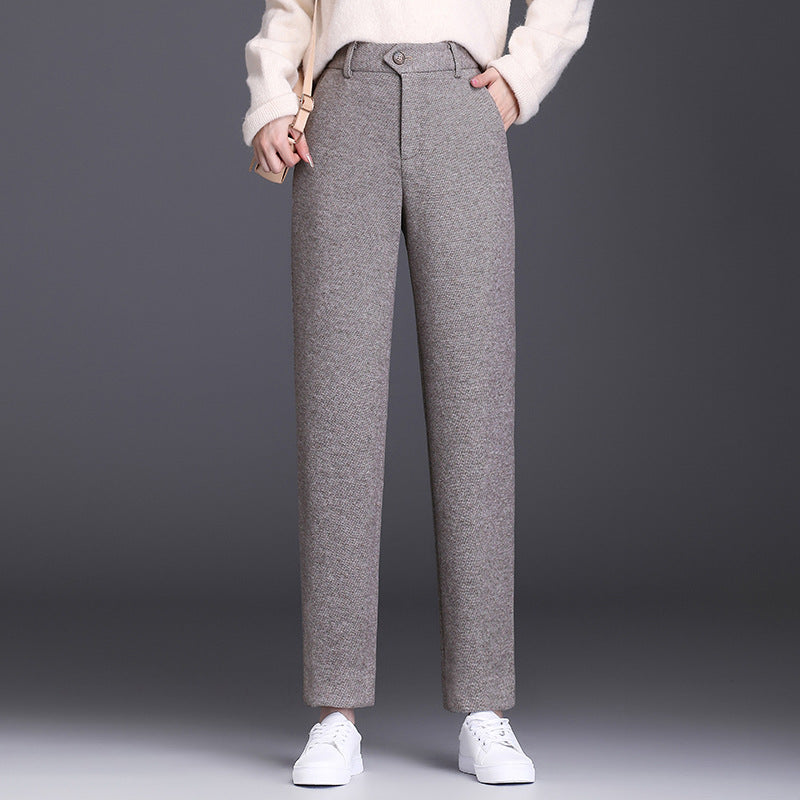 Damen elegante Hochbund Stoffhose