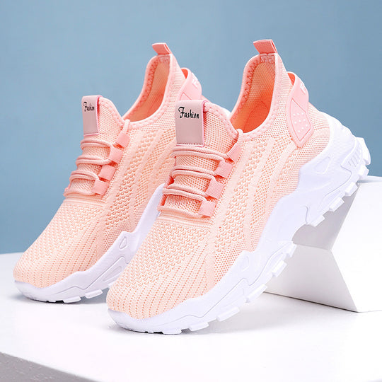 Damen Atmungsaktive Fitness Sneakers mit flexiblem Strickoberteil und rutschfester Sohle R&B