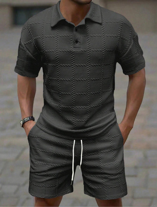 Herren Sportliches Kurzarm-Set mit strukturierter Oberfläche R&B