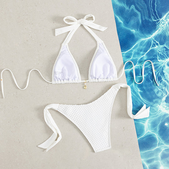 Damen Triangel-Bikini mit eleganten Schleifen und Muschelverzierungen R&B