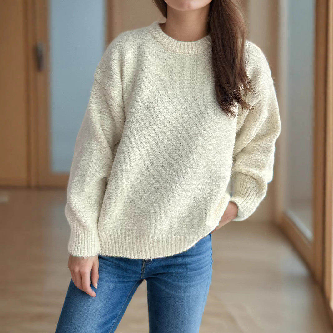 Damen lässiger Oversize-Pullover mit strukturiertem Maschenmuster R&B