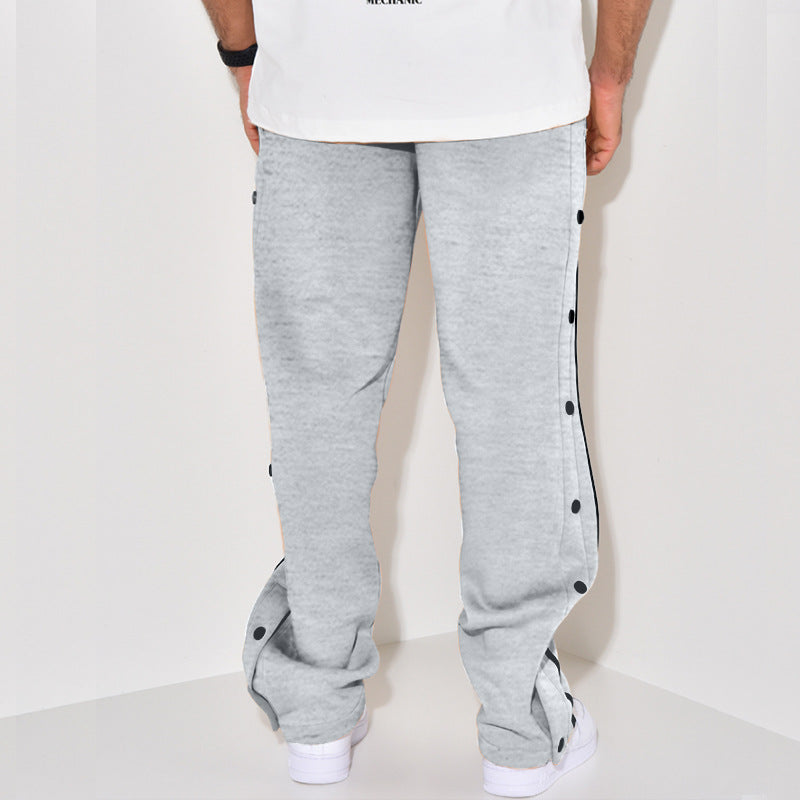 Herren Sportliche Jogginghose mit Druckknopf-Detail und seitlichen Taschen R&B