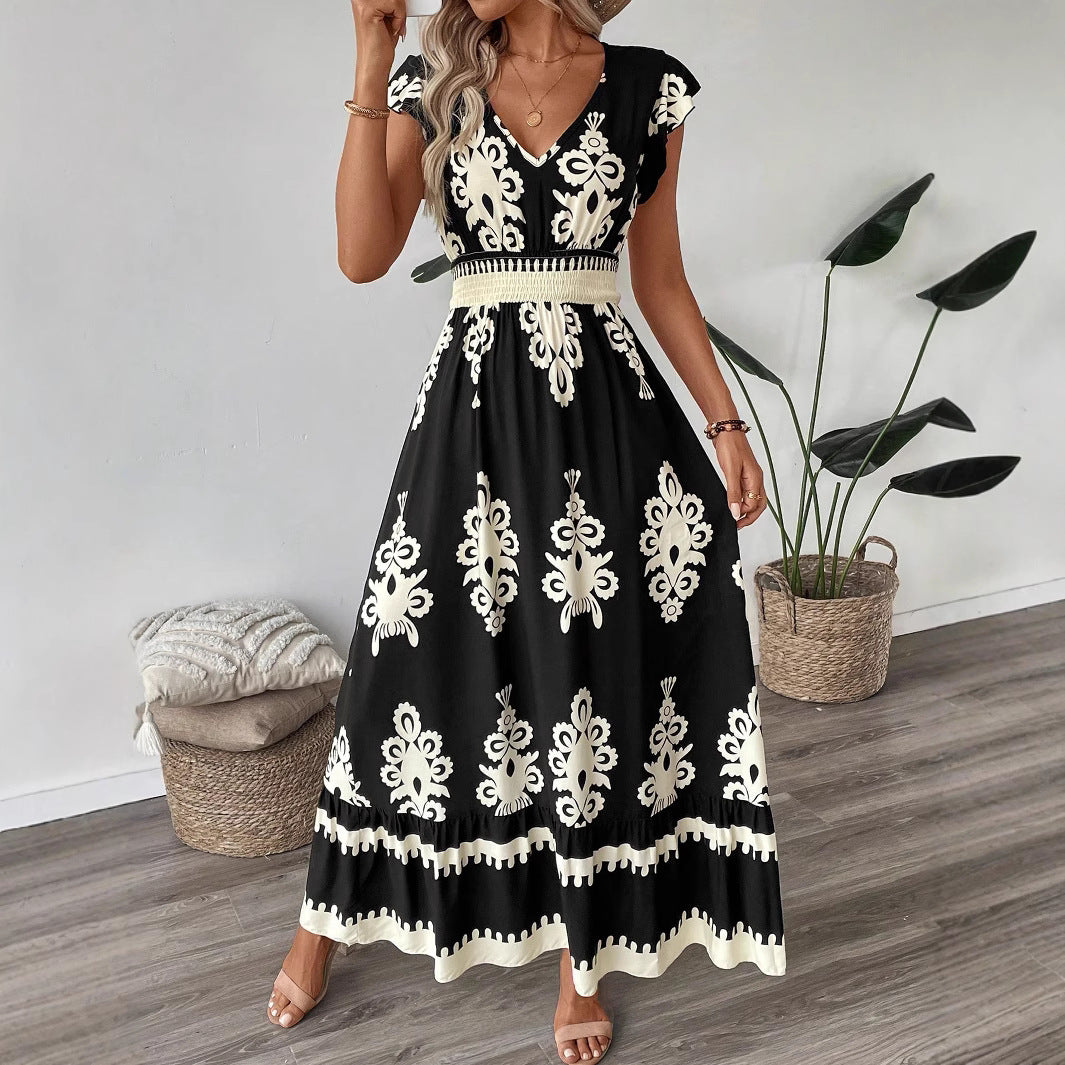 Damen Elegantes Maxikleid mit faszinierendem Musterdruck R&B