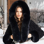 Damen luxuriöse Kunstpelzjacke mit voluminösen Ärmeln R&B