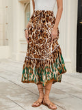 Damen Maxi-Rock mit animalischem Print und raffinierter Volant R&B