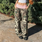 Damen bequeme Cargohose mit elastischem Bund und Camouflage-Muster R&B