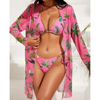 Damen Badeanzug mit transparenter Strandumhüllung und botanischem Druck R&B