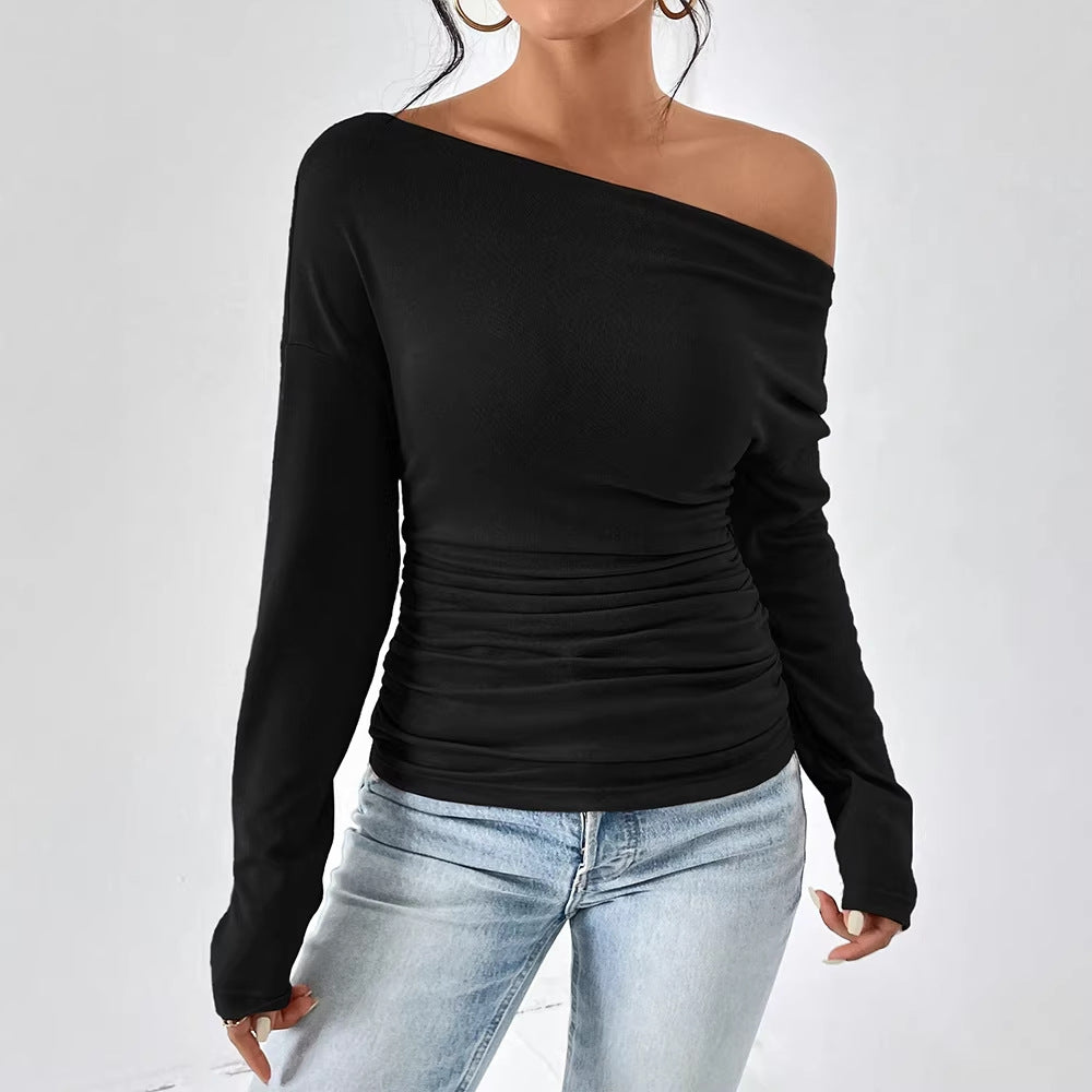 Damen Off-Shoulder Oberteil mit figurbetontem Schnitt und feiner Raffung R&B