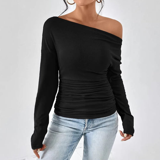 Damen Off-Shoulder Oberteil mit figurbetontem Schnitt und feiner Raffung R&B