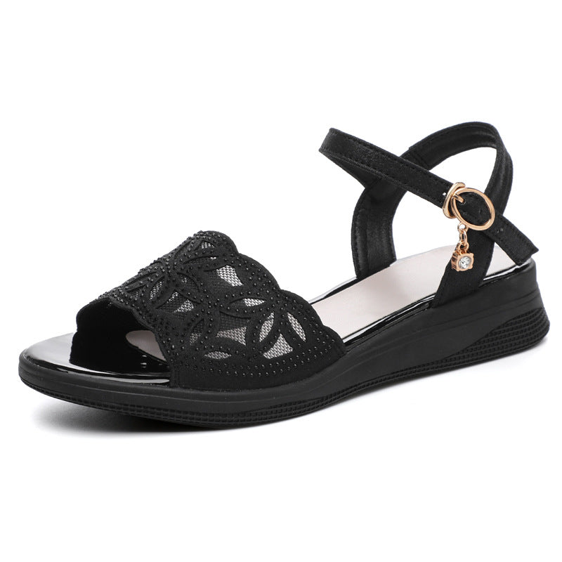 Damen Sandalen mit verstellbarem Fesselriemen und eleganten Strassdetails R&B