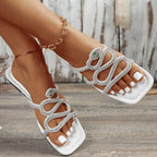 Damen glamouröse Riemchen-Sandalen mit funkelnden Strassapplikationen R&B